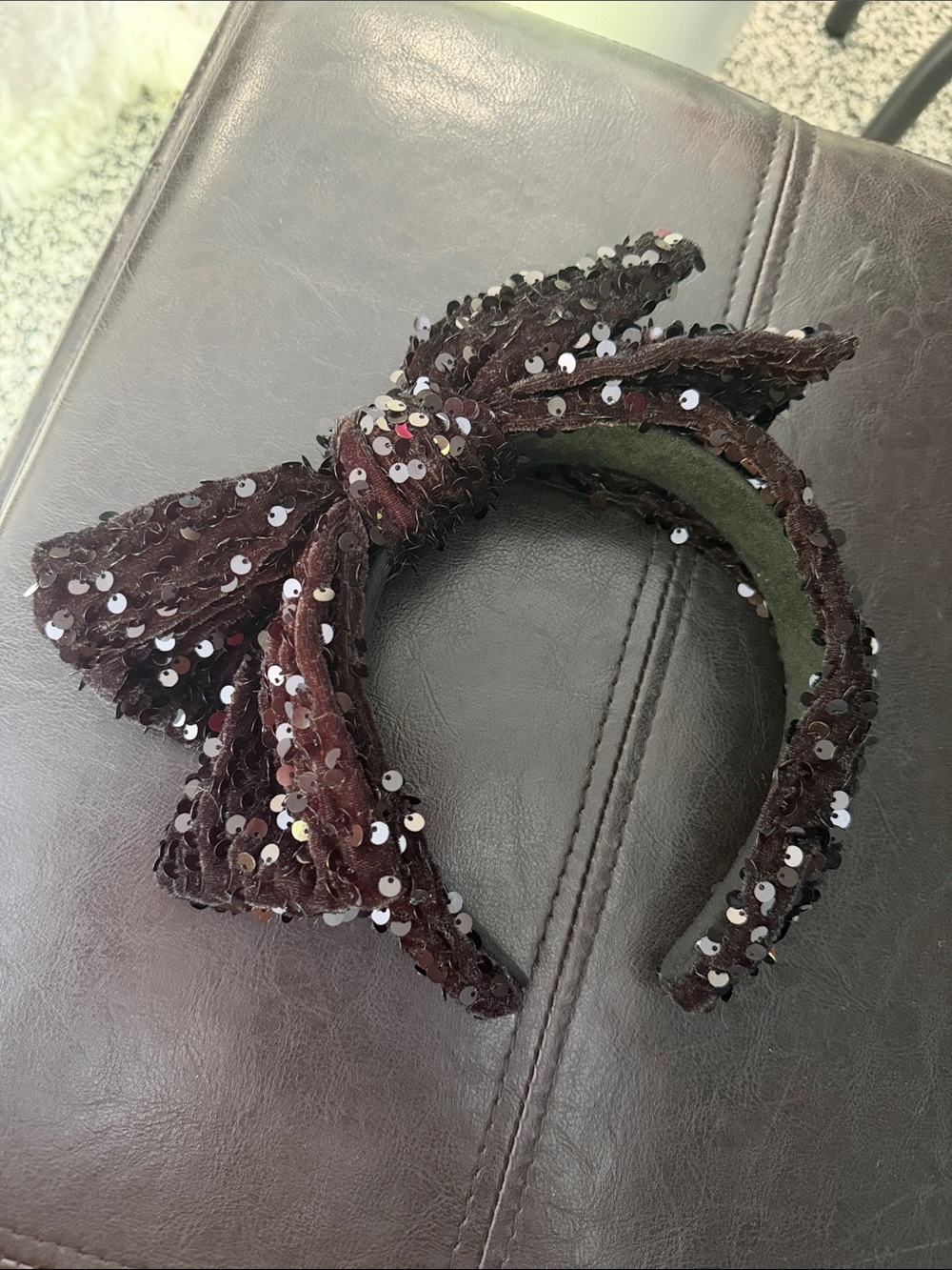 Brianna Cannon black sequin bow headband